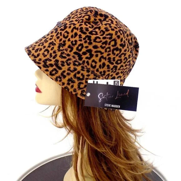Steve Madden Bucket Hat Leopard Print One Size Tan Leopard Print - Picture 2 of 5